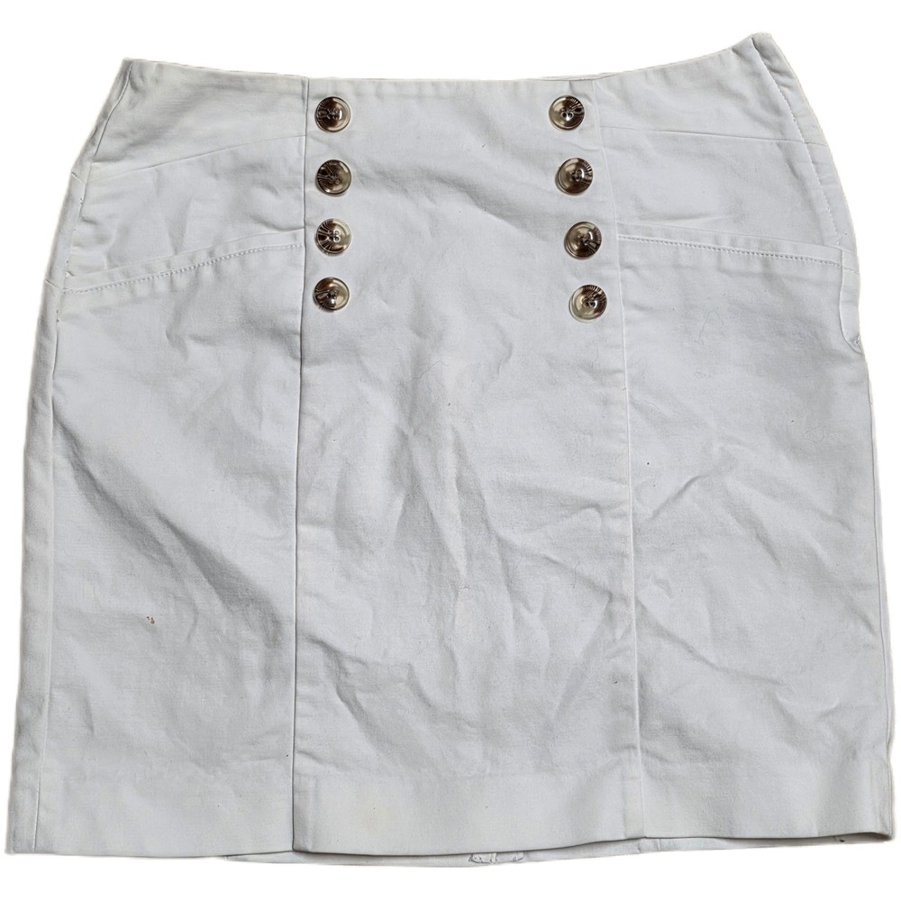 Banana Republic Sailor Button Mini Skirt Women's Size 6 White High Waist